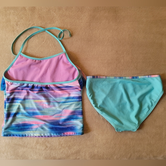 Cat & Jack Girl Multicolor Tankini Swimsuit Set Size L (10-12) - Picture 2 of 2